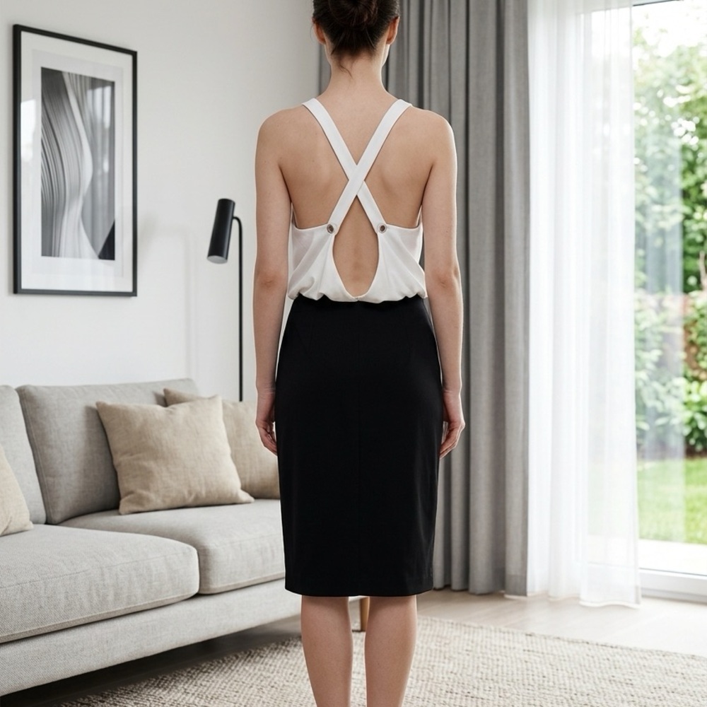 L’AGENCE Open Back Silk & Crepe Midi Dress